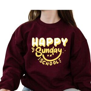 Happy Sunday School Sweatshirt, Christian Faith Crewneck, Fun Religious Shirt, C